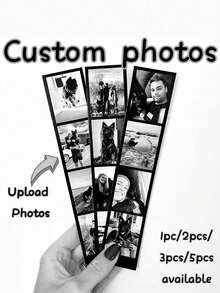 Custom Photo Film Strip, 1pc Personalised Photo Gift With 4 Images, Retro Style Print, Wedding Keepsake, Film Photography Gift, Custom Photo Bookmark,Personalized Customized Photo Strips,Wedding Photo Booth Cover,Movie Frame Save The Card,Editable Template,Personalized Gift,Custom Gift For Birthday,Valentine's Day Gift, - Multicolor - View 6