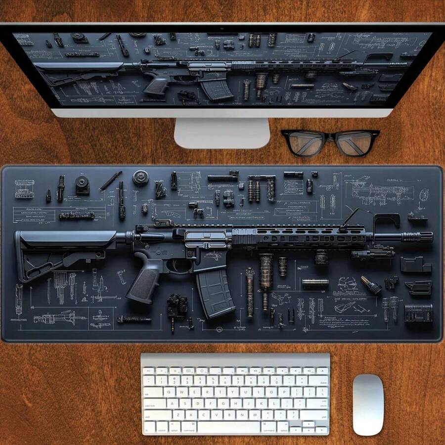 Gun Large Washable Mouse Pad Rubber Non-Slip Desk Gadgets Pc Setup Accessories Office Mouse Mat Setup Extended Pad Mousepad - Xem 1