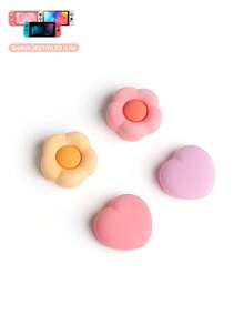 GeekShare Pink & Yellow Heart Shaped Flower Joy-Con Caps For 2 - Multicolor - View 10
