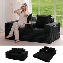 MAXYOYO Cloud Modular Sofa,4 In 1 Convertible Chenille Boneless Couch For Living Room, Folding Recliner Sleeper Chair, Boxed Sofa, No Assembly Required - màu đen - Xem 6