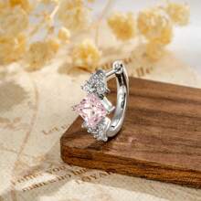 Khuyên tai đơn giản, sang trọng, đính đá Zirconia hình vuông, kiểu dáng thanh lịch dành cho nữ, thích hợp cho nhiều phong cách. - Nhiều màu - Xem 10