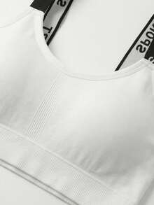 2pcs/Set 8-12 Years Girls Sports Bra Seamless Letter Strap Wire-Free Removable Padded Running Fitness Bra - Multicolor - View 6