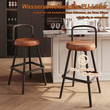 Modern Bar Stool Set Of 4 With Ergonomic Backrest, Water-Repellent PU Leather And Sturdy Iron Legs, Bar Stool With Backrest, Footrest For Bar, Kitchen & Dining Room, Brown - Brown + Metal + Polyurethane Leather + 4 - View 8