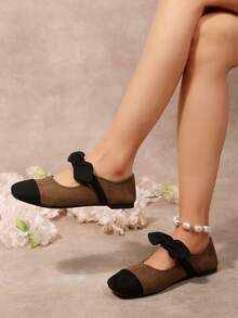 Women's Versatile Comfortable Casual Slip-On Block Heel Square Heel Flat Loafers, Beige - Brown - View 4