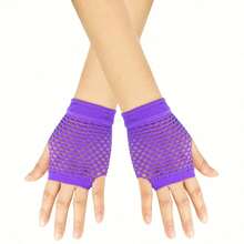 1 Pair Women's Elegant Tulle Gloves, Stretchy Breathable Soft Skin-Friendly Dressy Gloves, Versatile Fashion Outfit Accessories For Bride Wedding, Party, Club, Prom, Stage Performance & Photoshoot - Half Finger - Red - View 9