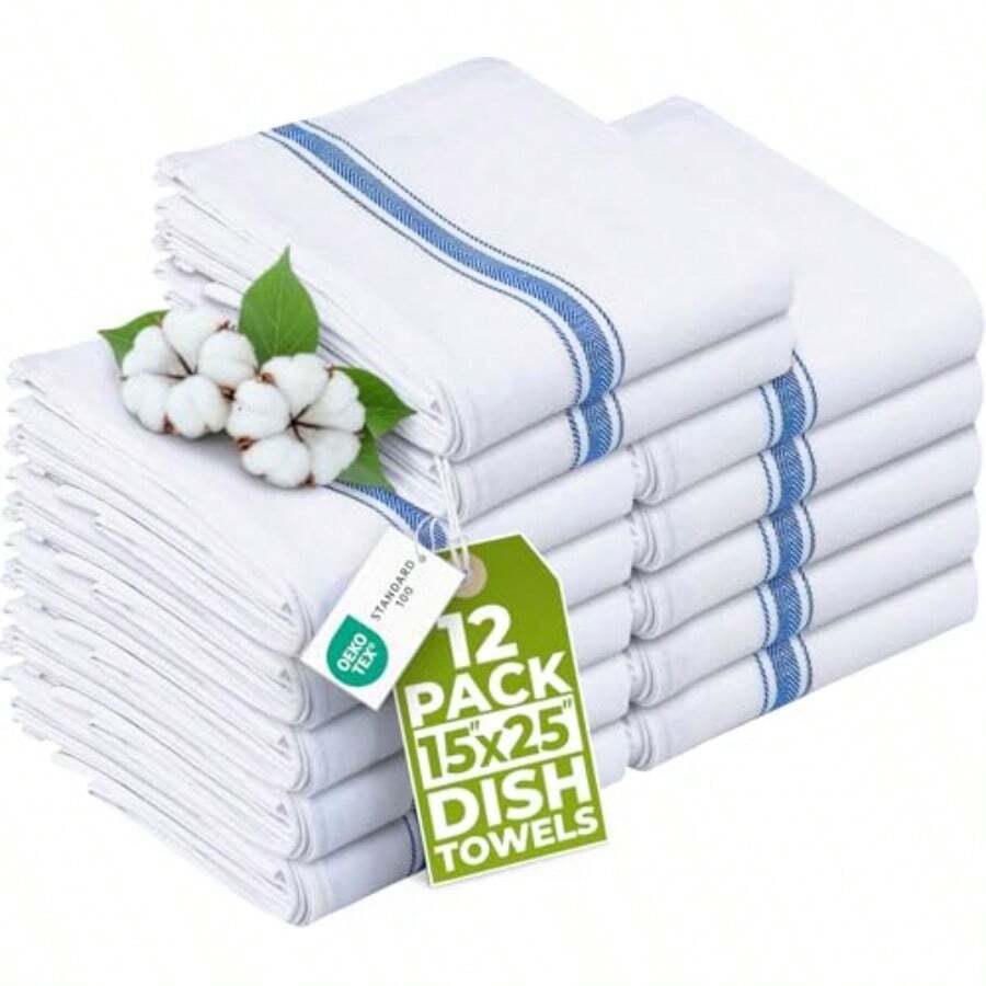 Utopia Towels - Juego de 12 paños de cocina 15 x 25 pulgadas 100% algodón hilado en anillo altamente absorbentes y reutilizables juego de toallas té cocina y vajilla 200 g/m² - Azul - Ver 1