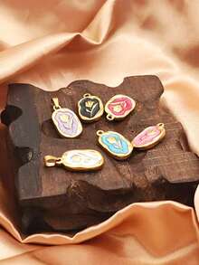 1件波西米亚风郁金香图案不锈钢镀层吊坠，适合日常佩戴、节日、约会、送礼 - 彩色 - 查看 1