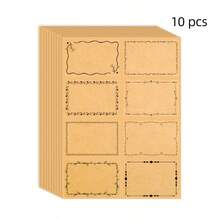 10 Blank Kraft Paper Labels, 21.8x16cm, Brown Kraft Paper, Writable, Suitable For DIY Decorative Labels For Office Supplies, Jars, Document Classification, Etc., PVC Self-Adhesive Labels School Supplies - 10 Blank Kraft Paper Labels - View 6