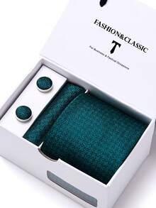 3pcs Blue Men's Tie Set With White Drawer Gift Box, Suitable For Wedding, Anniversary, Valentine's Day Wear And Gifting - Color Mixing - View 10