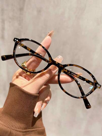 1 Pair Retro Elegant Style Round Frame Clear Lens Glasses, Suitable For No-Makeup Look Daily Commute Outfit Decoration