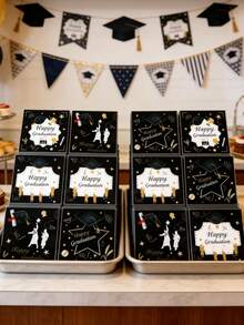 100个黑色毕业礼品袋，2026毕业派对糖果袋，毕业庆祝小礼品袋，祝贺毕业，2026毕业装饰，毕业饼干烘焙袋，毕业糖果袋，毕业庆祝桌面装饰，毕业糖果袋，毕业DIY包装用品，毕业派对礼品袋填充物，毕业礼物，派对小礼品 - 黑色畢業季 - 查看 6