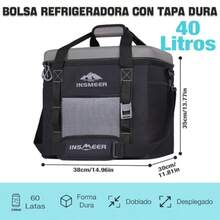 INSMEER 60 Latas/40 litros ielera Portátil B Térmica Aiada B de Refrigeración pequeña con Correa para el  Pble Fugas enfriadores portáti para Camping - Gris - Ver 3