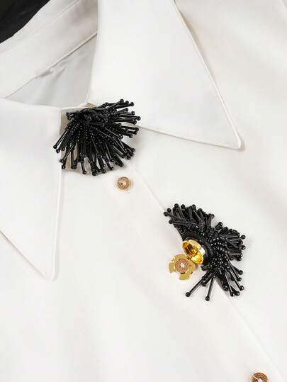 1Pc Sparkling Firework Beaded Button Cover, Detachable Crystal Button Clip & Cufflink Alternative, Glam Starburst Shirt/Dress Button Decoration, Luxury Beaded Button Up Cover For Wedding, Prom, Evening Party, Unisex Formal Accessory & Gift For Him/Her