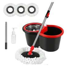 Spin Mop And Bucket With Wringer Set, 360° Mop And Bucket System With 3 Microfiber Mop Refills And 61" Extended Handle For Floor Cleaning - Black - View 2