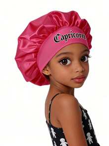 1 Pc 12 Constellation Hats Kids' Bonnet Hat Set Elastic Comfortable Headwear Sleeping Cap And Hairband - Hot Pink - View 3