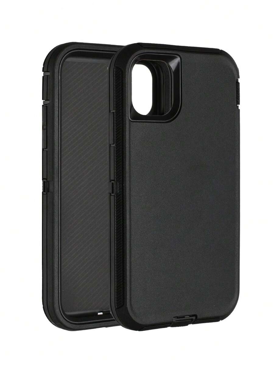 Funda protectora para teléfono 3 en 1 de uso intensivo compatible con iPhone [a prueba de golpes] [a prueba de caídas] [antideslizante], funda protectora para teléfono multicapa - Negro - Ver 1