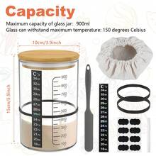 Kit de tarro de inicio de masa fermentada, contenedor de inicio de masa fermentada para hornear, tarro de almacenamiento de alimentos, accesorios de cocina para hornear pan R3NS - Ver 12