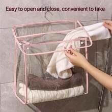 1PC/2pcs Large Transparent Hanging Clothes Bag For Bathroom, Swimming Pool, Travel, Dormitory Essentials, Waterproof Shower Storage Bag For Toiletries And Clothes, Black And White - 1PC - View 4