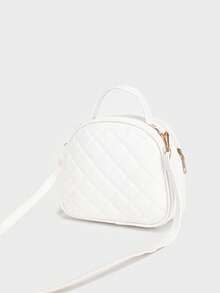 1pc Girl's Fashion Diagonal Shoulder Bag, Rhombus Embroidered Purse, Phone Pouch, Coin Wallet - White - View 4