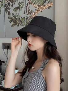 户外宽檐渔夫帽，防晒帽，休闲帽，纯色渔夫帽，女士防晒帽，假日，节日 - A - 查看 7