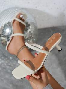 Giày sandal đế thấp tối giản dành cho nữ, màu trắng, thiết kế quai mảnh, hở mũi, thích hợp cho tiệc tùng, kỳ nghỉ, đi làm, giày dép mùa hè. - Màu be - Xem 9