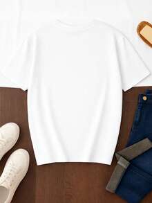 Women's 100% Cotton T-Shirt, Round Neck, Short Sleeves, Excellent Quality, With A Print For Teacher's Day, May 15th, With The Phrase "Best Teacher Ever", Gifts, Teacher - 灰色 - 查看 3