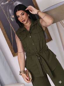 Women's Set: Vest And Wide Leg Pants, Formal And Elegant. - 查看 2