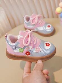 1 đôi giày thể thao đế mềm cổ thấp cho bé gái mùa xuân/hè, giày tập luyện trẻ em, giày chống trượt thoáng khí cho trẻ em/trẻ nhỏ. - Hồng - Xem 6