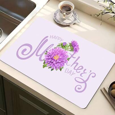 1 tấm lót thấm hút, chống trượt, dùng để lau khô mặt bàn bếp, trang trí chịu nhiệt cho quầy cà phê, bàn ăn, quà tặng ngày của Mẹ.