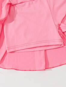 3pcs/Set Young Girl' Casual & School Butterfly Print Pleated Skorts, Summer - Multicolor - View 4