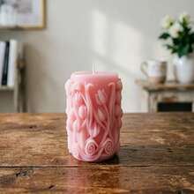 1 pièce Grande bougie parfumée en forme de pilier de fleur de tulipe, décoration d'ornement pour la maison - 1PC - Voir 6