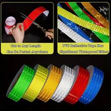 1pc Solid Color PVC Reflective Sticker - Anti-Collision Waterproof Vehicle Warning Sign Safety Sticker, Highly Visible At Night Self-Adhesive Reflective Warning Tape, Suitable For Vehicles, Motorcycles And Nighttime Cycling Apparel - Multicolor - View 6