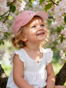 1pc Kids' 26 Letter Embroidered Baseball Cap, Letter Design Style Girls' Korean Version Sun Hat, 1-3 Years Old - Pink - View 2