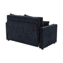 Multifunctional Fabric Sofa, Convertible Sofa Bed, Small Two-Function Living Room Sofa, Removable And Washable Cover, With Storage Bag, Port And Cup Holder. - 黑色 - 查看 5