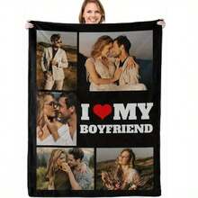 Custom Blanket With Picture & Text - Personalized Throw Blanket & Flannel Photo Blankets. Custom Valentine's Day Gifts For Her, Him & Couples. (3 Photos And Text)– Home Decor,Bedroom Decor,Living Room Decor,Couch,Sofa,Bed,Customizable,Breathable,Lightweight,Washable,Soft,Comfortable,Elegant,Simple,Personalized Items,Tapestry,Hogar,Bedroom Essentials,Camping Essentials,Beach Essentials,Living Room Essentials,Home Essentials,Custom Blankets,Regalos Para Mamá,Mother's Day Gifts - 多色 17 - 查看 13