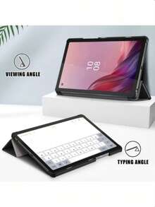 3-Fold Tablet Protective Case, Auto Sleep/Wake, Solid Color Minimalist Business Style, Lightweight & Breathable, Suitable For Tab M11/Tab P11 Plus/M10 Plus (Gen 3)/P11, Also Compatible With Xiaoxin Tablet, Pad2 11-Inch/ Pad SE 11-Inch, Compatible With Xiaomi Tablets - Black - View 3