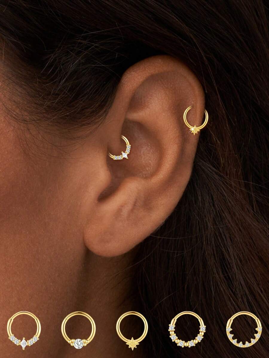 1 đôi bông tai bạc 925 hình ngôi sao bất đối xứng tối giản, đính kim cương, thiết kế thanh lịch phù hợp cho phụ nữ. - đơn - Xem 1