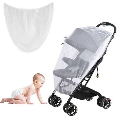 1pc Baby Mosquito Net Protection Cover ,Baby Stroller Mosquito Net Pushchair,Cart Insect Shield Net Mesh Infants- For Pram, Pushchairs, Buggy, & Carry Cot - With Fine Soft & Elastic Mesh Netting,Suitable For Protecting Against Mosquito And Insect Bites When .