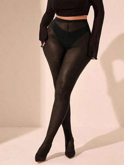 Plus Size Women Sheer Tight Fitted Pantyhose, Valentine's Day Gifts, Sexy, Y2K, Fashion, Enthusiastic, Music Festival