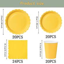 Yellow Flower Petal Disposable Tableware Set, 7/9 Inch Party Plates, Disposable Paper Plates, Cups, Napkins, Suitable For Holidays, Weddings, Engagements, Birthdays, Parties, Celebrations - Multicolor - View 12