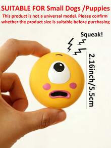 3件装狗狗发声玩具，可爱大眼睛设计，耐用橡胶材质，用于宠物牙齿清洁和磨牙，发声球互动训练用品 - 彩色 - 查看 3