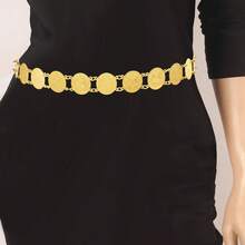1pc Metal Coin Waist Chain, Round Disc Body Chain Suitable For Women's Daily Wear - Waist Chain - View 3