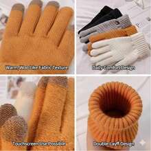 1 par de guantes cálidos y a prueba de viento con forro suave, adecuados para trabajo, labores, ciclismo al aire libre en otoño/invierno y conducción diaria - Multicolor 1 - Ver 5