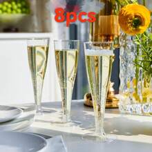 8pcs Transparent Plastic Champagne Glasses, 4.5oz Reusable Clear Plastic Cocktail Party Cups Suitable For Parties, Weddings And Large Celebrations - View 9