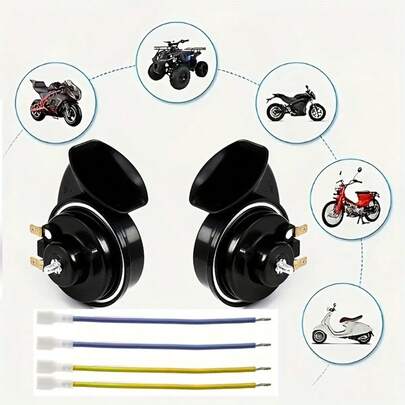 Còi kép 600dB cải tiến 12V dành cho xe máy/thuyền/xe tải, tích hợp máy nén khí và rơle, còi xe siêu lớn.