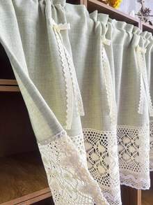 1PC Machine Washable Kitchen Curtains,Small Window Curtains For Kitchen,Apartment Kitchen Drapes,Cafe Style Half Curtains, Polyester,Affordable Linen Curtains - Green - View 7