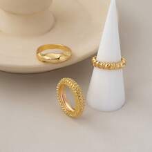 3pcs/Set Fashionable Minimalist Plain Band Rings Set, Suitable For Women's Daily Wear - Multicolor - View 4