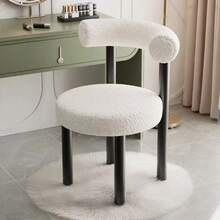 Soft Makeup Vanity Chair W/ Backrest Cozy Makeup Stool For Bedroom Home Decor A - 黑色 - 查看 7