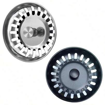 Stainless Steel Basket Sink Strainer With Nail And Rubber Stopper, Universal Type