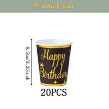 黑色和金色皇冠箔印一次性派对餐具套装，7/9英寸餐盘、杯子、餐巾纸，适用于庆祝活动、婚礼、订婚、生日、派对等场合。 - 多色 - 查看 13